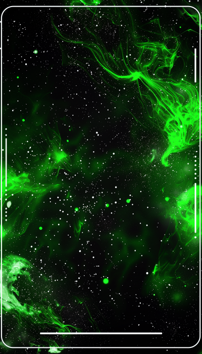 Cosmic Black and Neon Green Rectangular Background