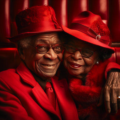 Elderly Black Couple in Red