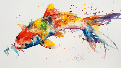 Koi Fish Watercolor Painting
