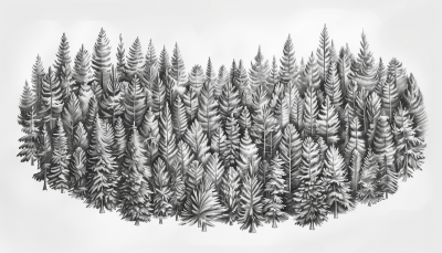 Hand Drawn Fantasy Pine Forest Map