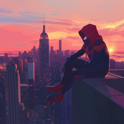 Spiderman in New York Sunset