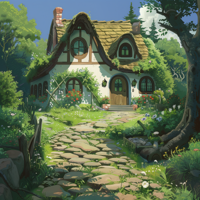 Snow White House in Ghibli Studio Style