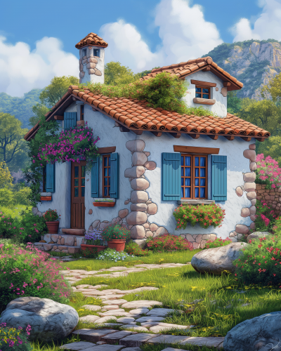 Cozy Cottage with Blue Windows