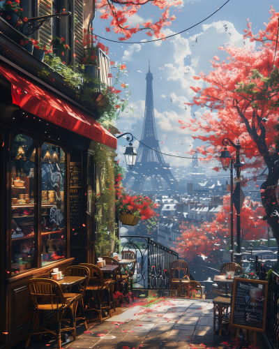 Paris Street Café in Spring