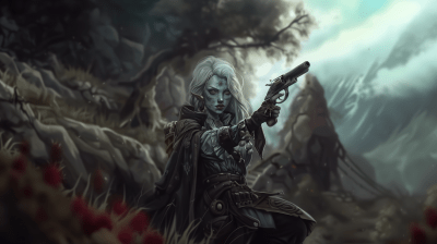Elven woman with flintlock pistol