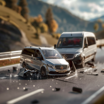 Highway Car Accident Scene