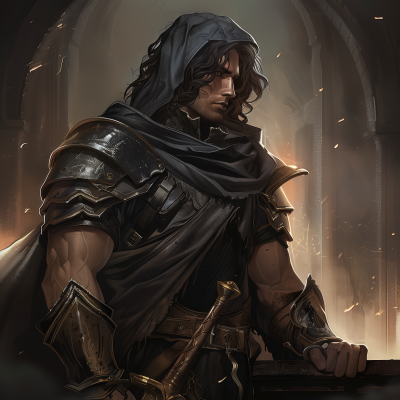 Fantasy Warrior in Dark Armor