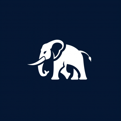 Minimalistic Elephant Logo in Blue