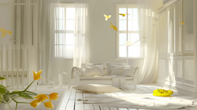 Bright and Cozy Living Room with Yellow Flowers