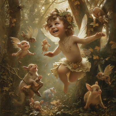 Enchanted Baby Fairy in Forest