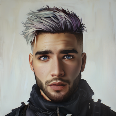 Hyperrealistic Portrait of a Young Male with White Hair