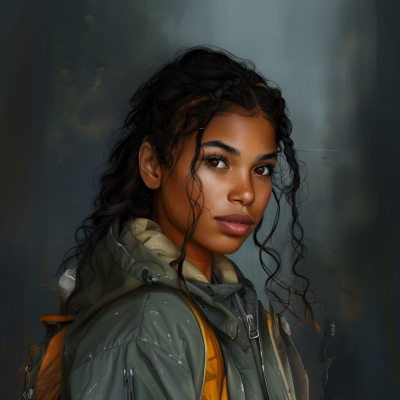 Portrait of a Young Mulatto Girl in Expedition Gear