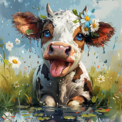 Animated Cow Painting