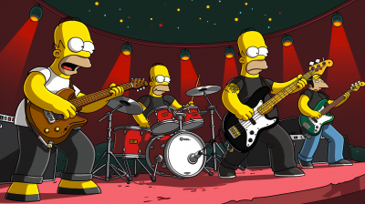 Simpsons Style Music Band on Stage