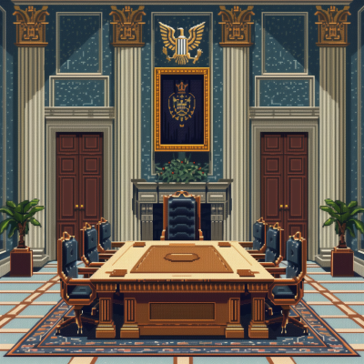 Pixel Art Federal Reserve Meeting Room