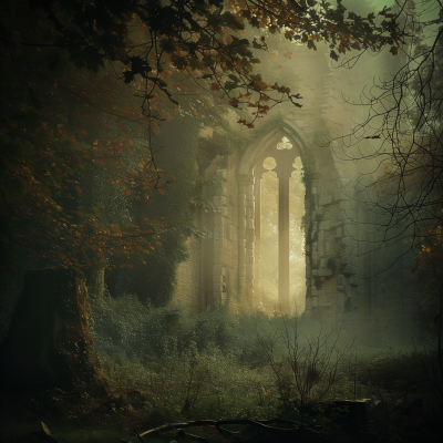 Mystical Cistercian Abbey in Forest Clearing