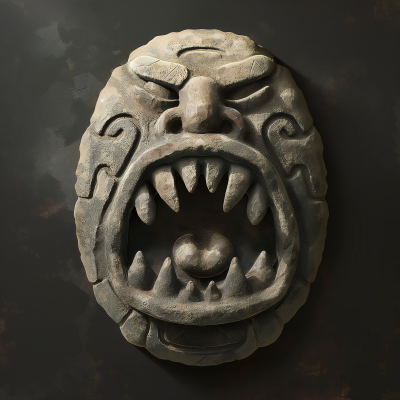 Monstrous Mouth Stone Amulet Illustration
