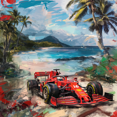 Formula 1 Collage with Seychelles Beach Theme