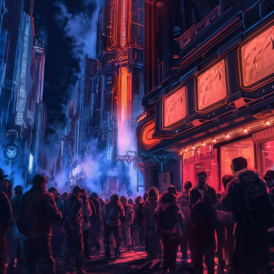 Futuristic Cyberpunk Club Scene