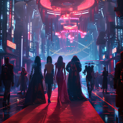 Futuristic Cyberpunk City Club Entrance