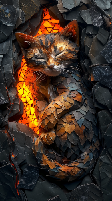 Cat Abstract Paper Art