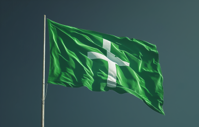 Green Flag with White Symbol