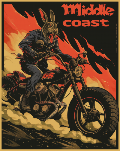 Vintage Rabbit Motorcycle Poster