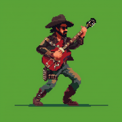 8-bit Old West Rock n Roll Band Video Game Character