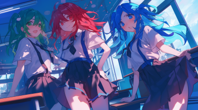 Colorful Schoolgirls