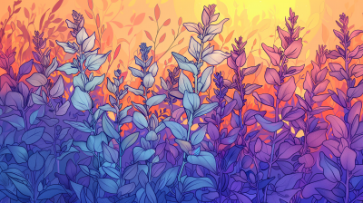 Sunset White Sage Illustration