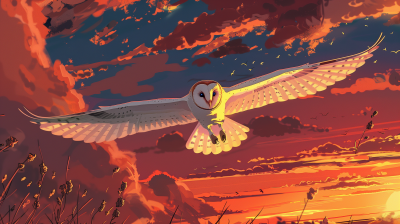Sunset Owl in Flight