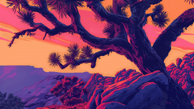 Joshua Tree Sunset Illustration