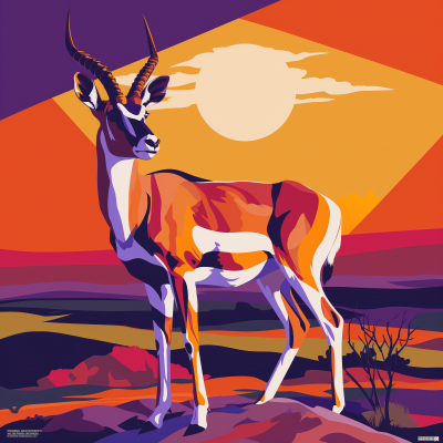 Pronghorn Antelope at Sunset
