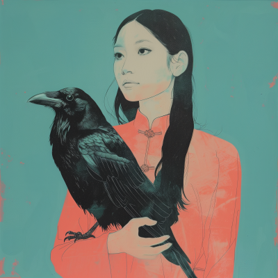 Woman Holding Crow