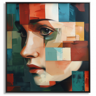 Deconstructed Oil Painting of a Woman in Cubist Style