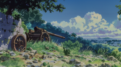 Anime-style Artillery Gun Scene