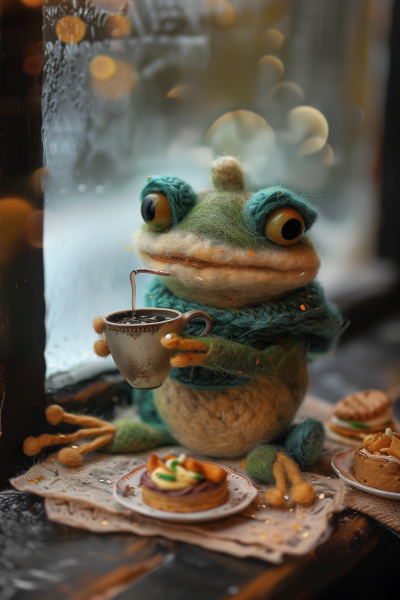 Cozy Frog on a Rainy Day