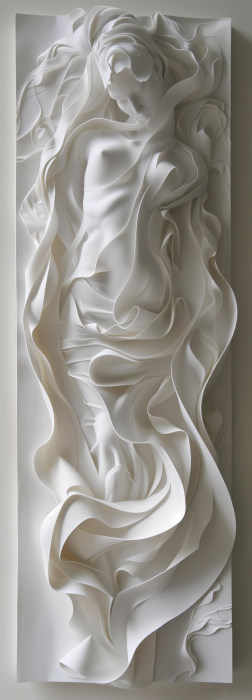Abstract Sculpture with White Lines