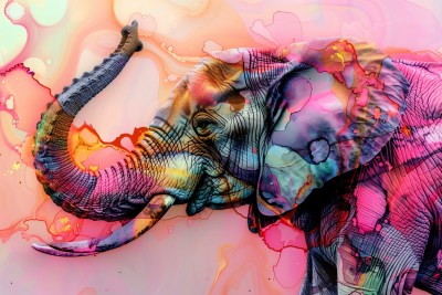 Psychedelic Elephant Alcohol Ink Painting