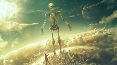 Giant Skeleton Over City