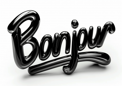 3D Bonjour Lettering on White Background