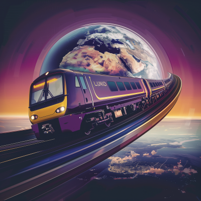 Luton Express Train Wrapping Earth Minimal Illustration