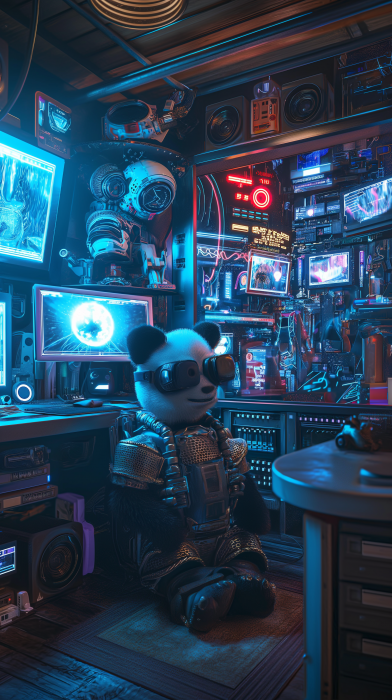 Panda in Virtual Reality Apartment
