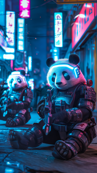 Cyberpunk Panda Surveillance