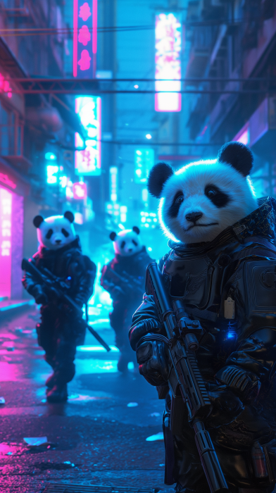 Cyberpunk Panda Surveillance