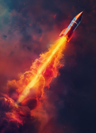 Midcentury Retro Rocket Illustration