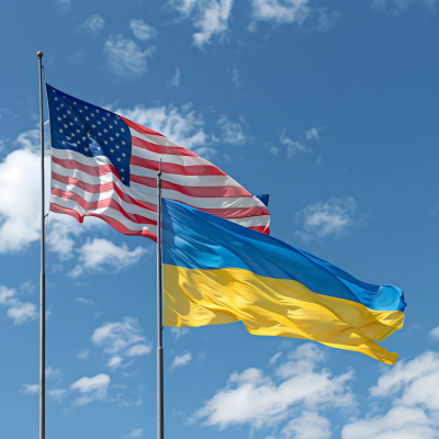 Flag of USA and Ukraine