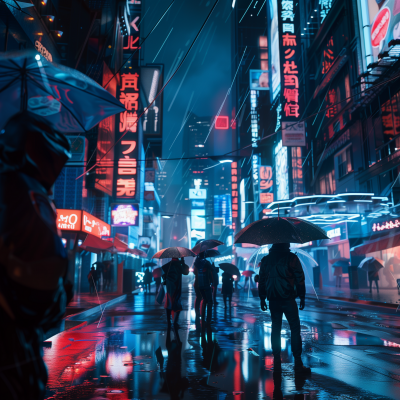 Futuristic Cyberpunk City at Night