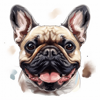 Happy Female French Bulldog Illustration