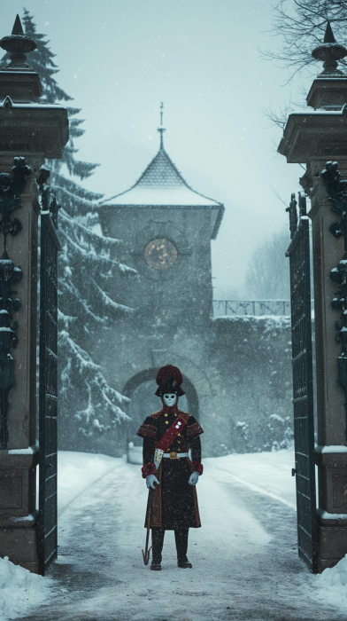 Bavarian Castle Guard in Blizzard